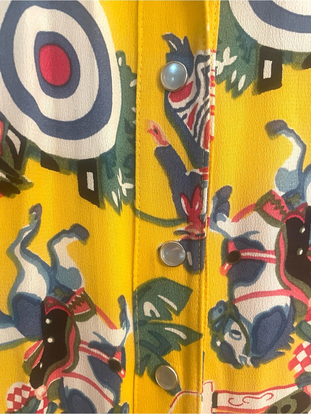 Betsey Johnson Yellow Graphic Print Button-Front Maxi Dress - Picture 8 of 15